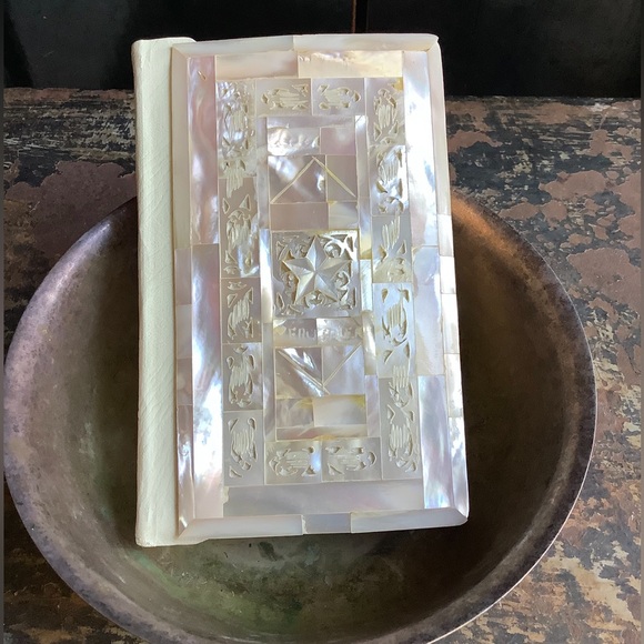 Vintage Other - Vintage Inlay Mother Of Pearl Covered Bible
